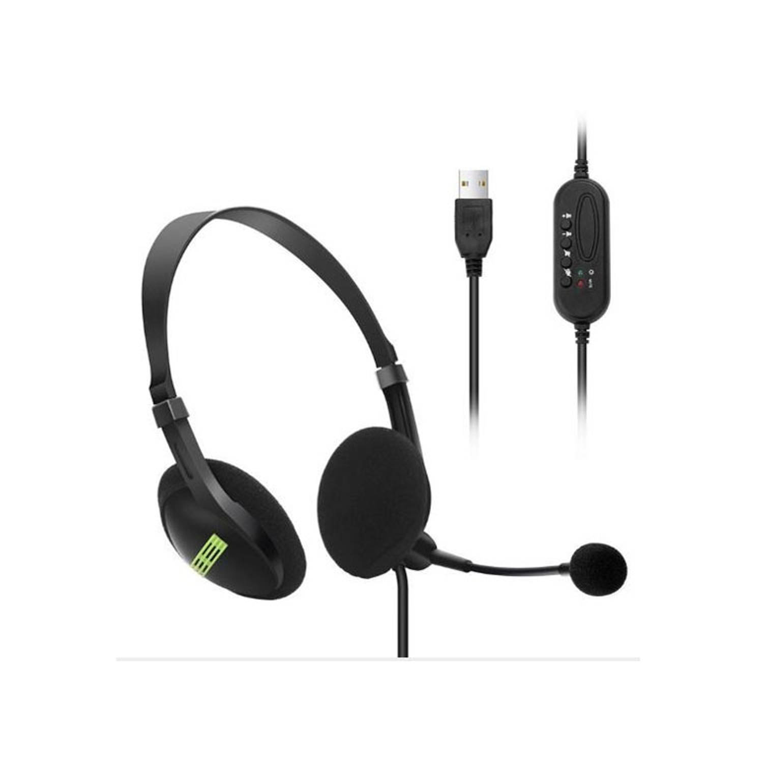Fedec Noisecanceling Computer Headset Met Usb-kabel Zwart