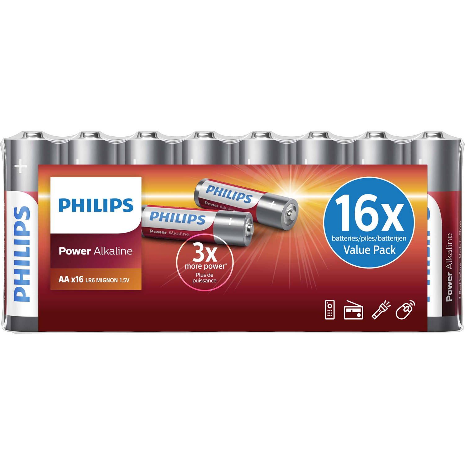 PHILIPS Voordeelverpakking AA-Batterijen - 16 Stuks - Alkaline Batterijen - LR6 - Houdbaar tot 10 Jaar
