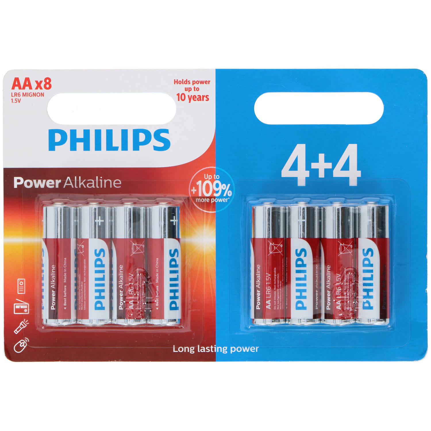 Batterijen Philips - 8x stuks - AA/Penlites - Alkaline - Penlites AA batterijen