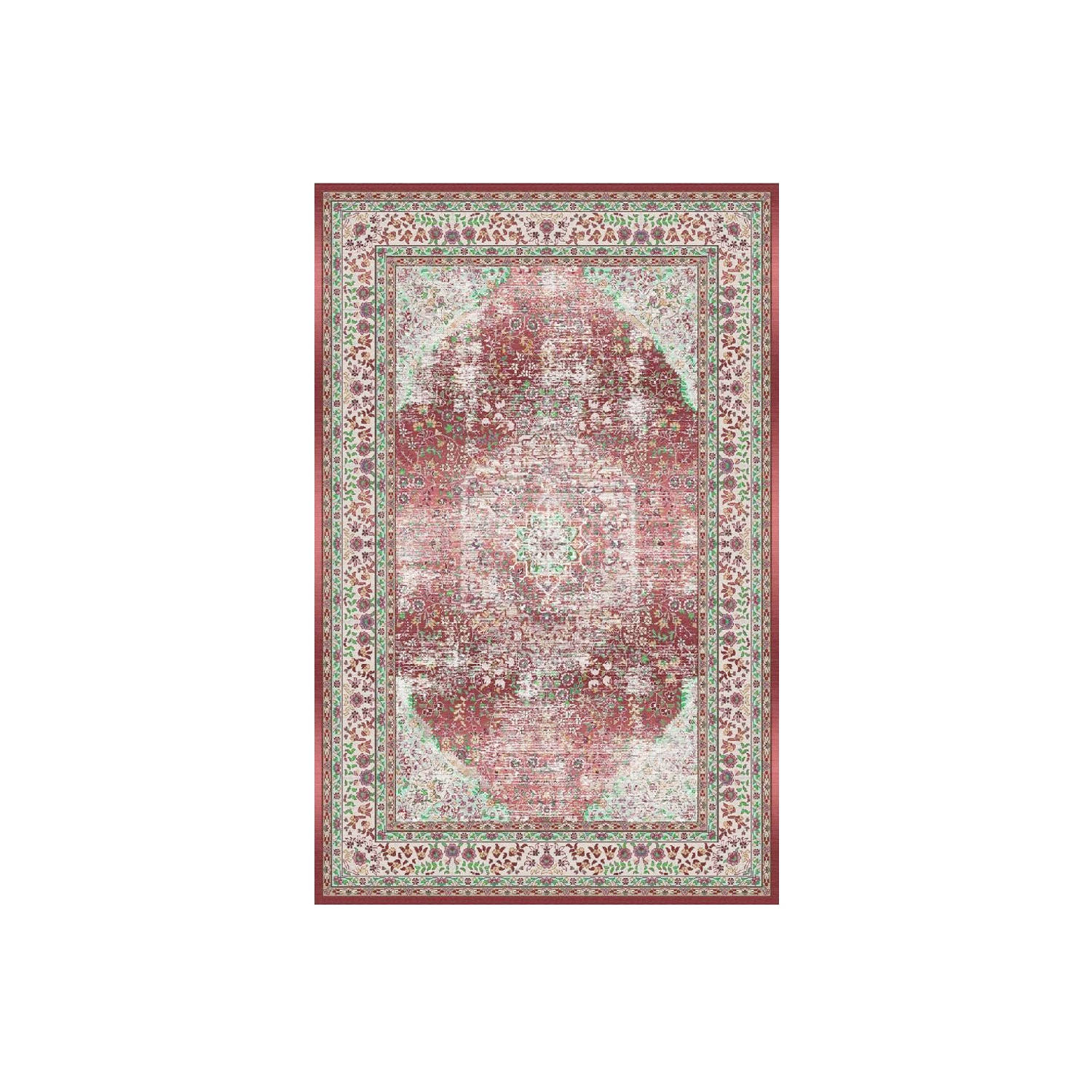 verzonden Ontoegankelijk Uitbreiding Vloerkleed vintage 70x140cm donkerrood perzisch oosters tapijt | Blokker