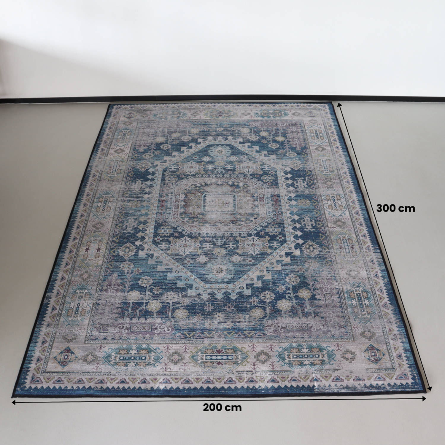Vloerkleed Vintage 200x300cm Donkerblauw Perzisch Oosters Tapijt