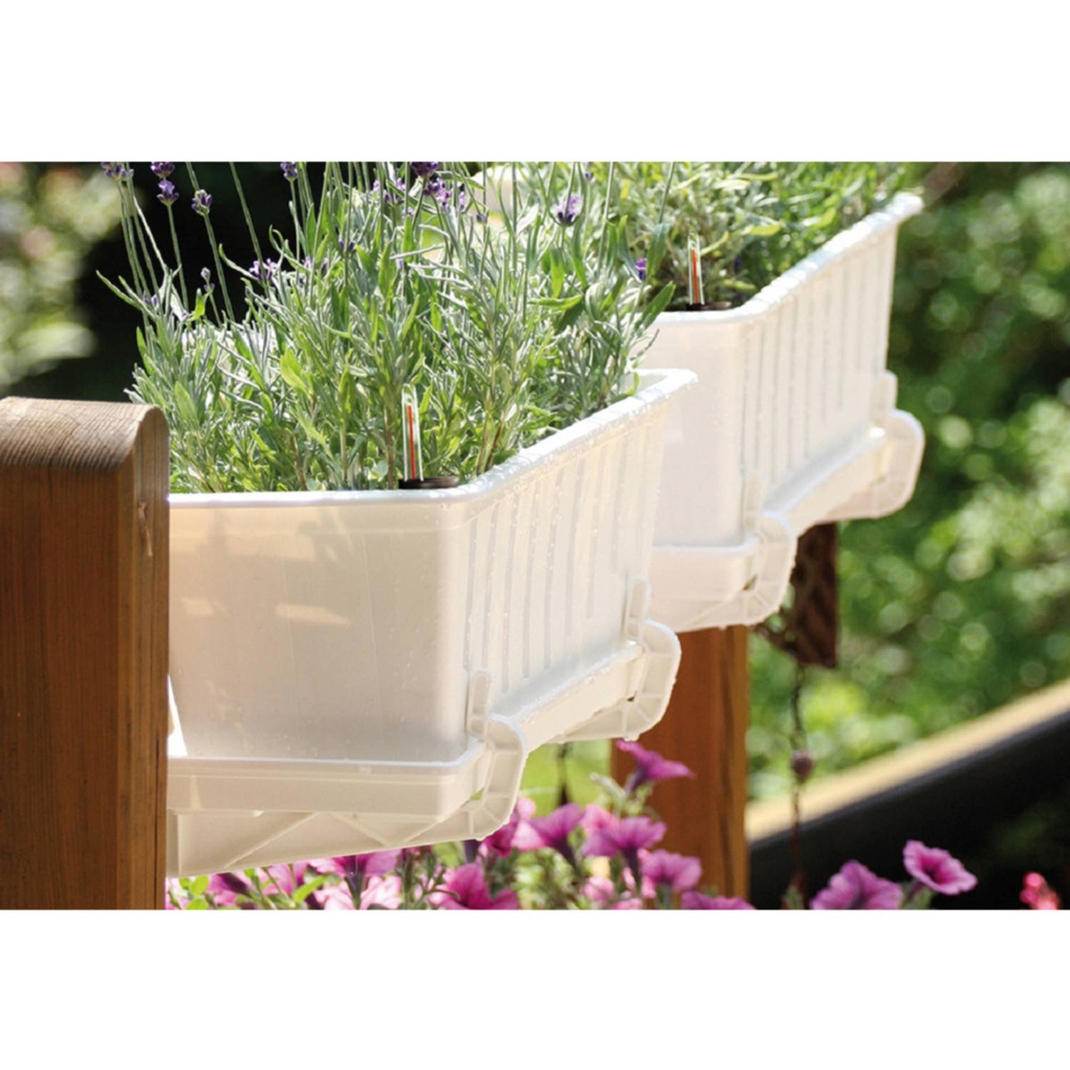 Dicteren Metalen lijn Uit 2x Terracotta balkon reling bakken/bloempotten 6,5 liter - Plantenbakken |  Blokker