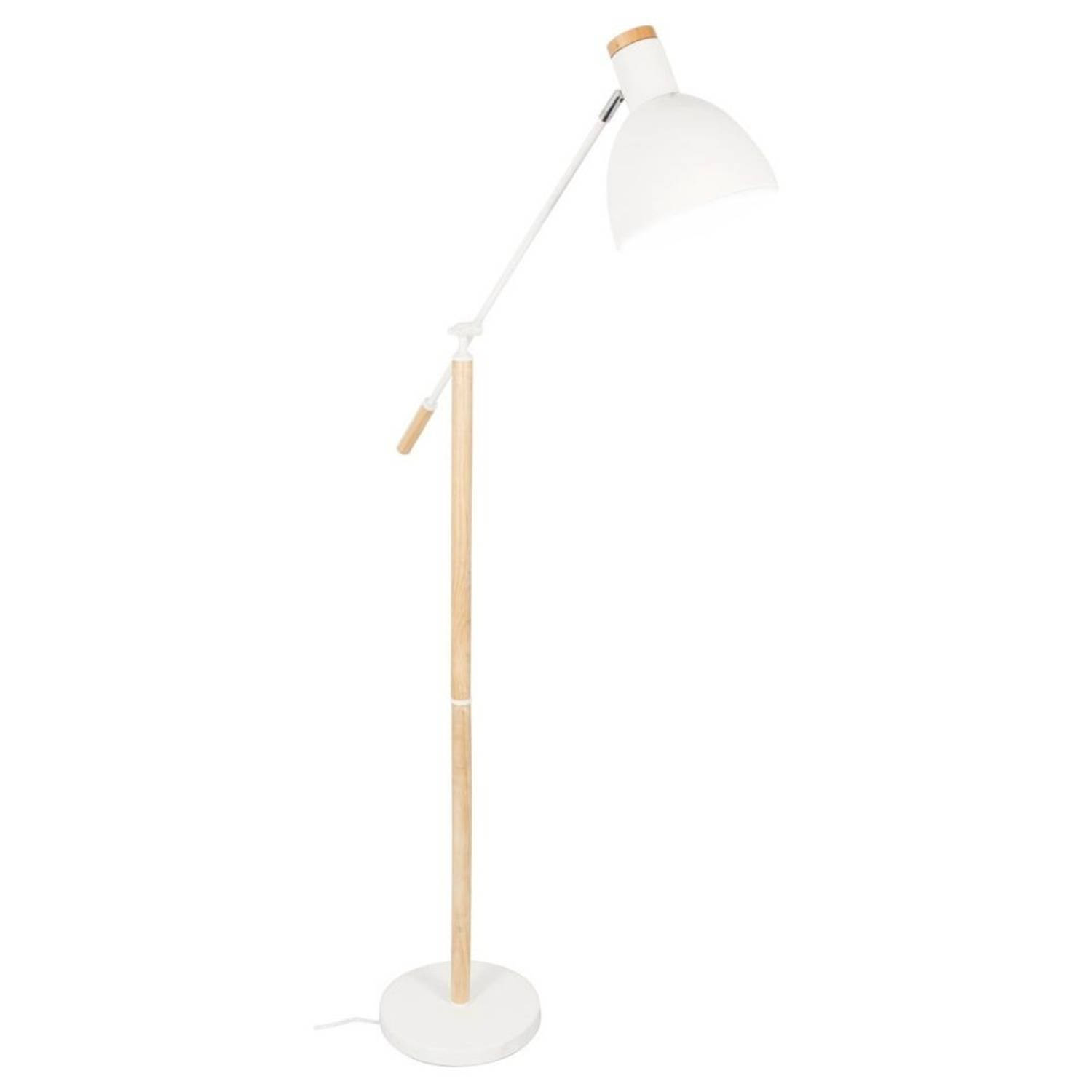 Grundig Vloerlamp - Elegant - 145 cm - Wit Blanke Hout - Minimalistisch - Losstaand - Snoer