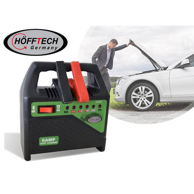 Hofftech Acculader 6 en 12 volt accu’s - Output Max. 6 A - 6-traps led-indicator