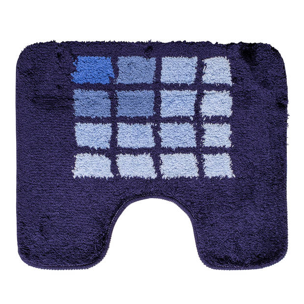 Wicotex-Badmatset-Badmat-Toiletmat-Bidetmat blauwe rand blauw