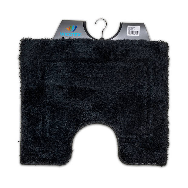 Wicotex-Toiletmat uni zwart-Antislip onderkant-WC mat-met uitsparing