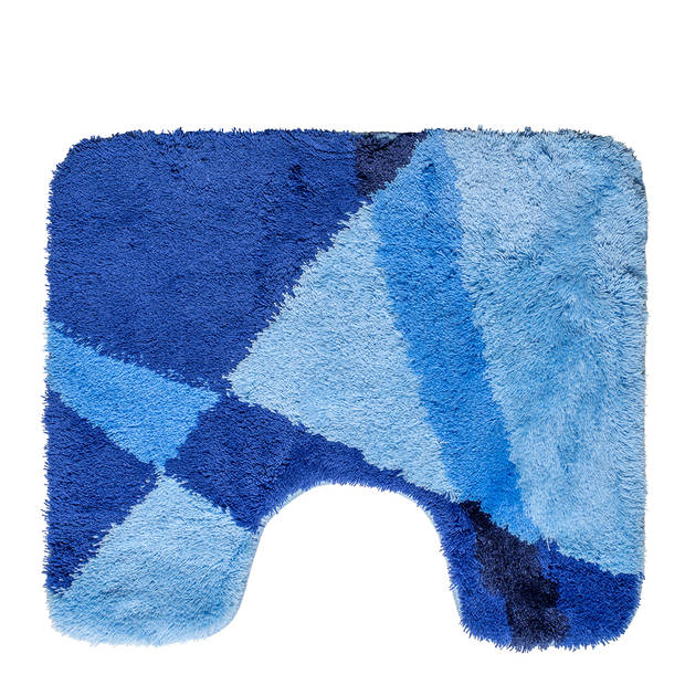 Wicotex-Toiletmat strepen blauw-Antislip onderkant-WC mat-met uitsparing