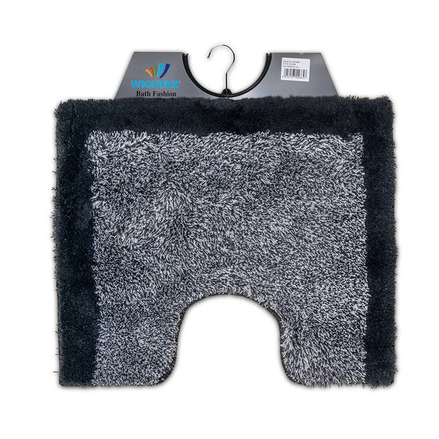Wicotex-Toiletmat grijs met zwarte rand-Antislip onderkant-WC mat-met uitsparing