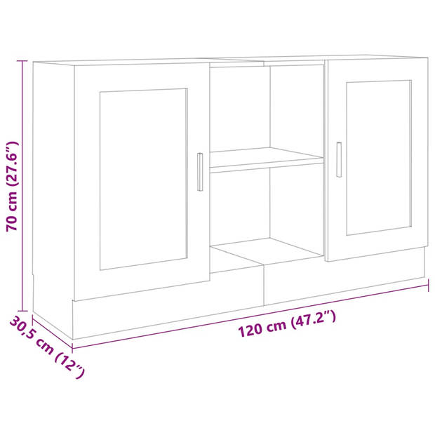 vidaXL Dressoir 120x30,5x70 cm bewerkt hout zwart