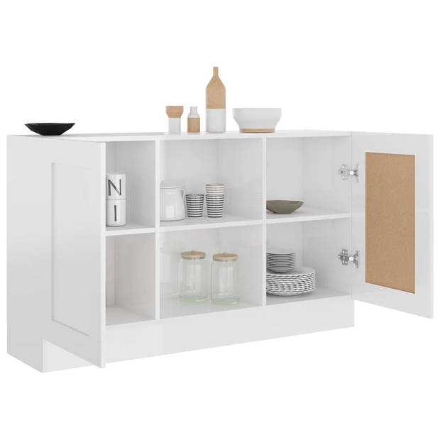 The Living Store Dressoir - Trendy - Opbergkast - 120 x 30.5 x 70 cm - Kleur- Hoogglans wit