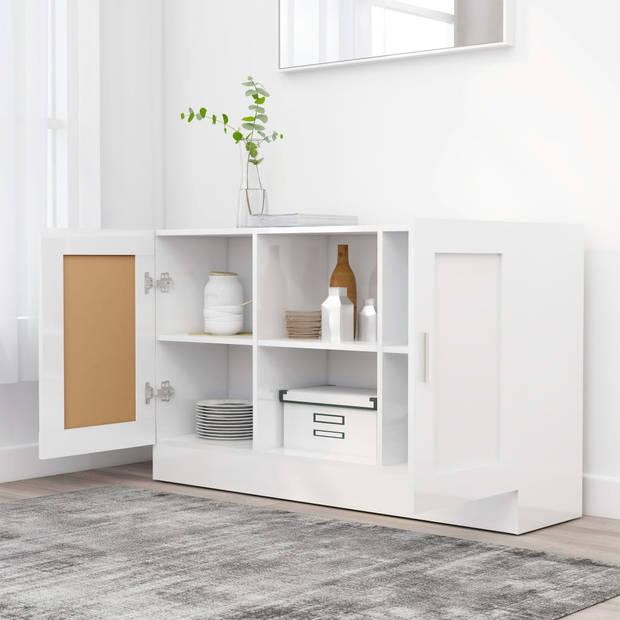 The Living Store Dressoir - Trendy - Opbergkast - 120 x 30.5 x 70 cm - Kleur- Hoogglans wit