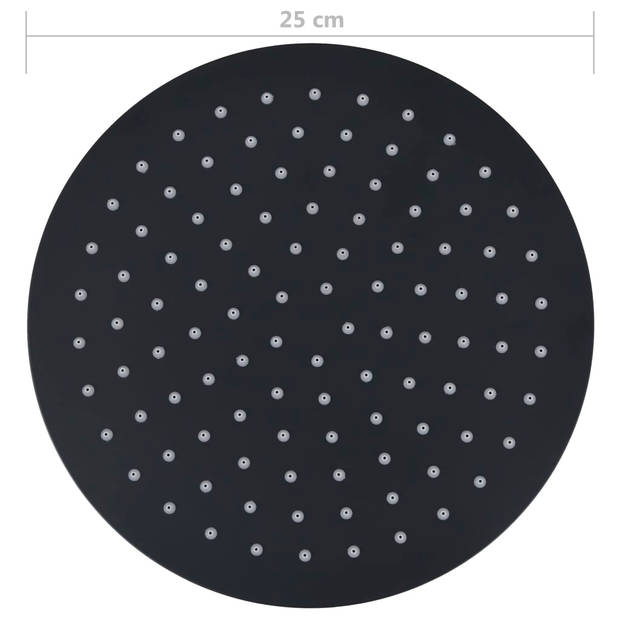 vidaXL Regendouchekop rond 25 cm roestvrij staal zwart