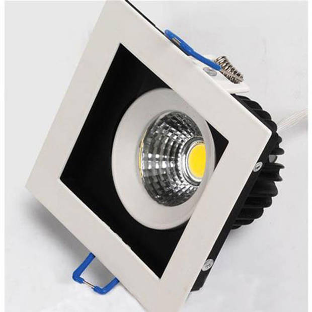 LED Spot - Inbouwspot - Vierkant 8W - Helder/Koud Wit 6400K - Mat Wit Aluminium - Kantelbaar 100mm