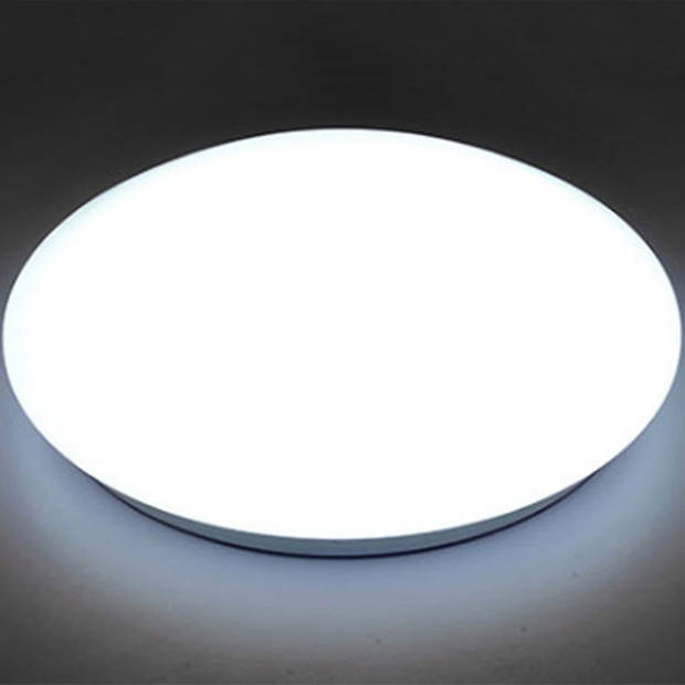 LED Plafondlamp met Bewegingssensor - Strum - 24W - Opbouw Rond - Natuurlijk Wit 4200K - 360° - Mat Wit - Aluminium