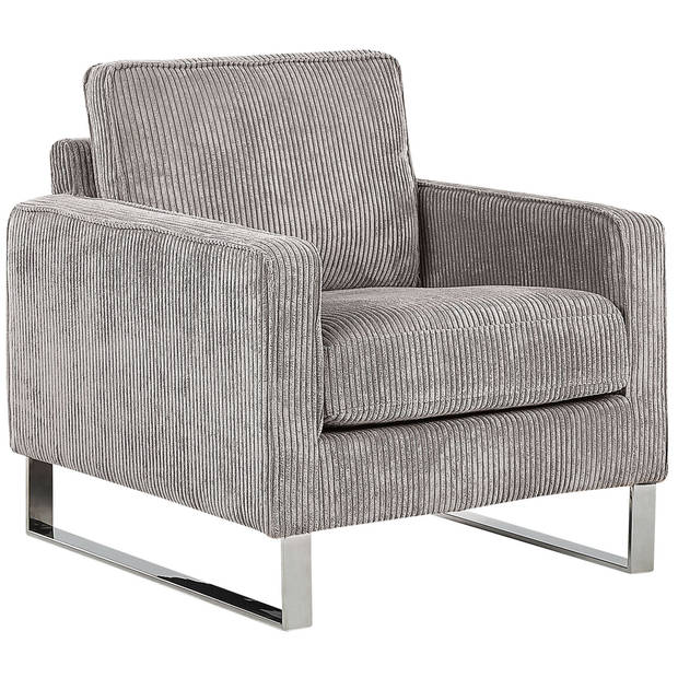 Beliani VIND - Fauteuil-Grijs-Corduroy