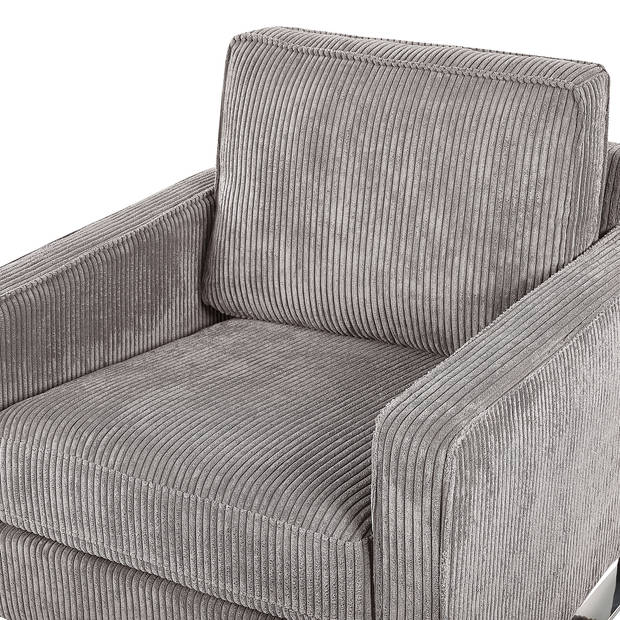 Beliani VIND - Fauteuil-Grijs-Corduroy