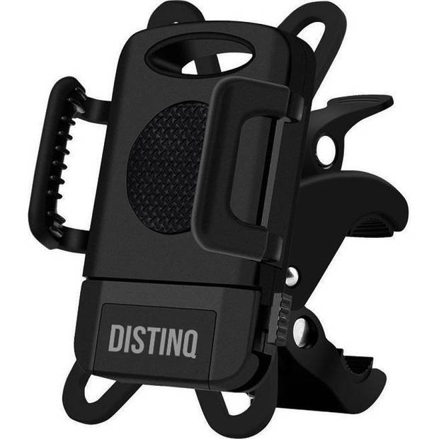 DistinQ Telefoonhouder fiets en motor - 360 graden draaibaar - met clip - zwart