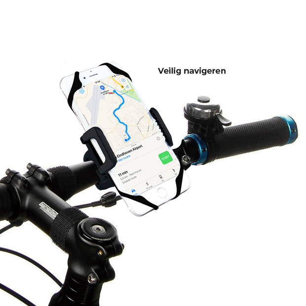 DistinQ Telefoonhouder fiets en motor - 360 graden draaibaar - met clip - zwart