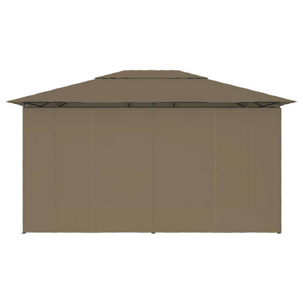 vidaXL Tuinpaviljoen met gordijnen 180 g/m² 4x3 m taupe