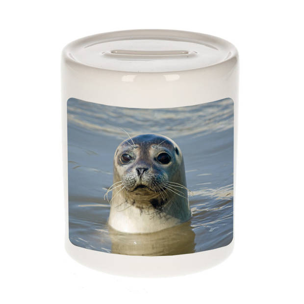 Foto grijze zeehond spaarpot 9 cm - Cadeau zeehonden liefhebber - Spaarpotten