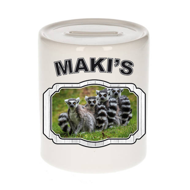 Dieren liefhebber maki familie spaarpot - maki apen cadeau - Spaarpotten