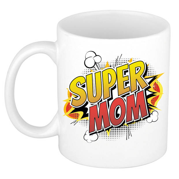 Pop art Super Dad en Mom mok - Vaderdag en moederdag cadeau - feest mokken