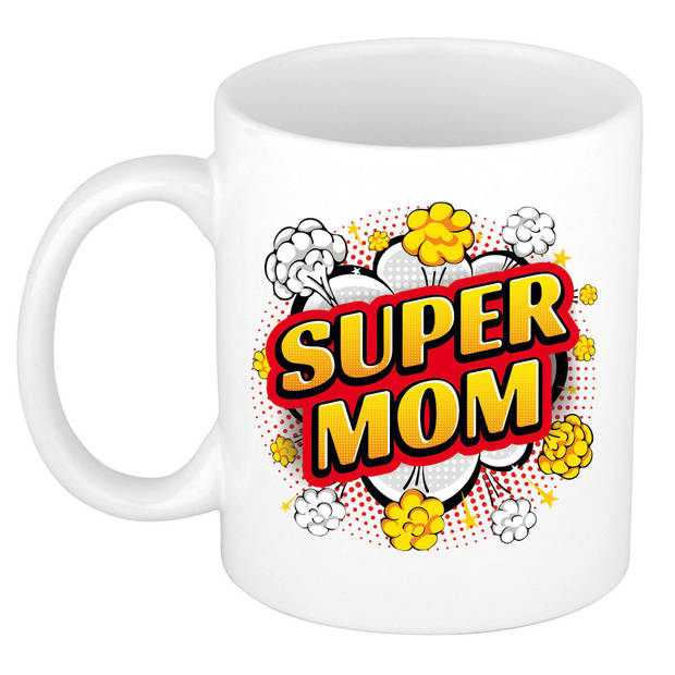 Super Dad en Mom cartoon mok - Vaderdag en moederdag cadeau - feest mokken