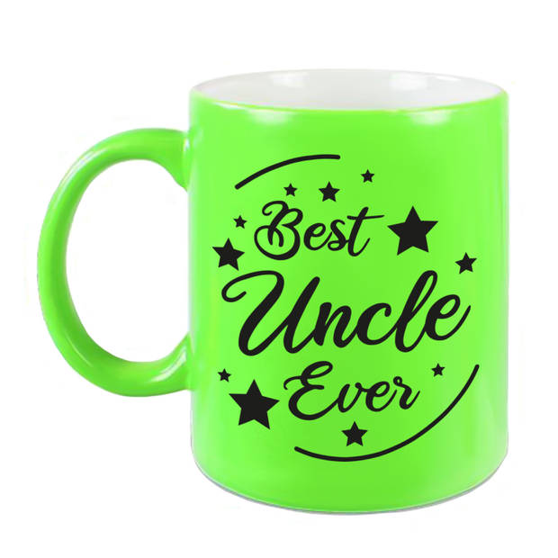 Best Uncle Ever cadeau mok / beker neon groen 330 ml - verjaardag / bedankje - kado oom - feest mokken