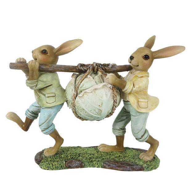 Clayre & Eef Multi Decoratie konijnen 21*6*15 cm van Polyresin