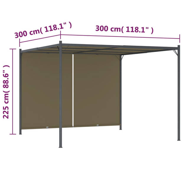 vidaXL Pergola met uittrekbaar dak 180 g/m² 3x3 m taupe