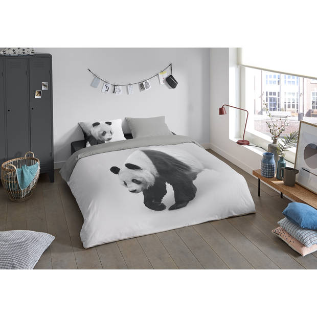 Pure Dekbedovertrek Micropercal Panda - grijs 240x200/220cm