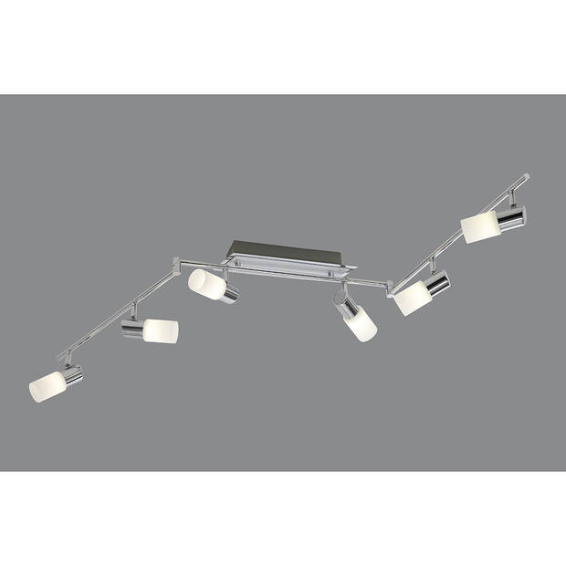 LED Plafondspot - Trion Clupo - 24W - Warm Wit 3000K - 6-lichts - Rechthoek - Mat Chroom - Aluminium - OSRAM LEDs