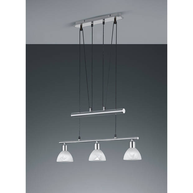 LED Hanglamp - Hangverlichting - Trion Levino - E14 Fitting - Warm Wit 3000K - 3-lichts - Rechthoek - Mat Nikkel -