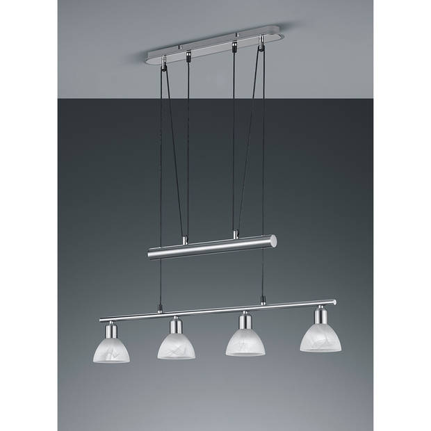 LED Hanglamp - Hangverlichting - Trion Levino - E14 Fitting - Warm Wit 3000K - 4-lichts - Rechthoek - Mat Nikkel -