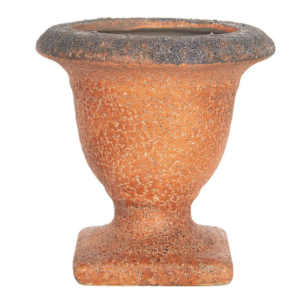 Clayre & Eef Bloempot 12 cm Oranje Keramiek Bloempot binnen Oranje Bloempot binnen