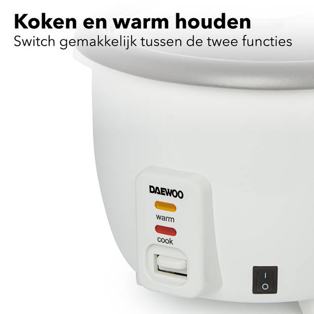 Daewoo DRCOOKER Rijstkoker - 1 Liter - Uitneembare Binnenpan en Warmhoudfunctie - Wit
