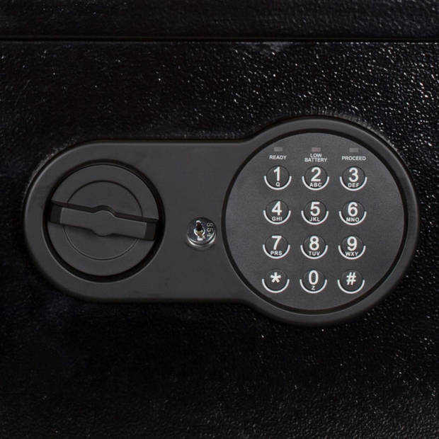 Elektronische kluis - Zwart - 31x20x20cm - Wand- en vloerbevestiging - incl. sleutels en batterij