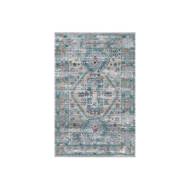 Vloerkleed vintage 200x300cm wit lichtblauw perzisch oosters tapijt
