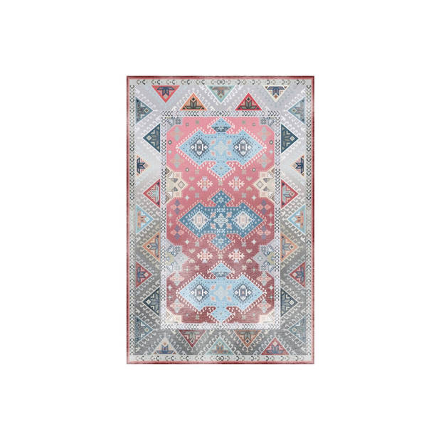 Vloerkleed vintage 200x350cm grijs rood perzisch oosters tapijt