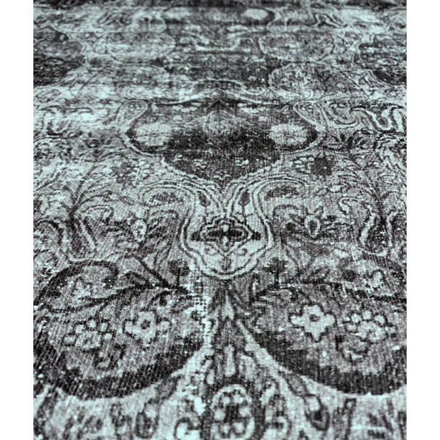 Vloerkleed vintage 70x140cm blauw zwart perzisch oosters tapijt