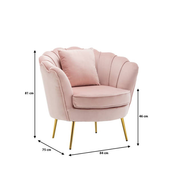 Fauteuil zitbank 1 persoons stoel Belle velvet roze bankje
