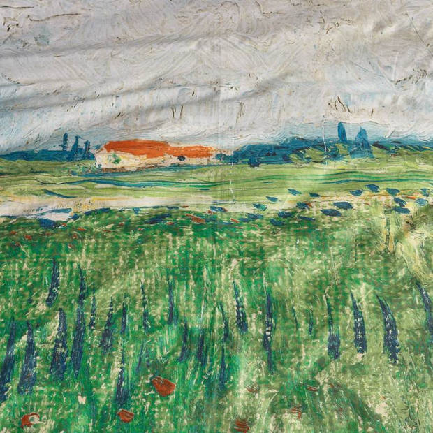 Beddinghouse Field with Poppies dekbedovertrek - 1-persoons (140x200/220 cm + 1 sloop) - Katoen satijn - Green