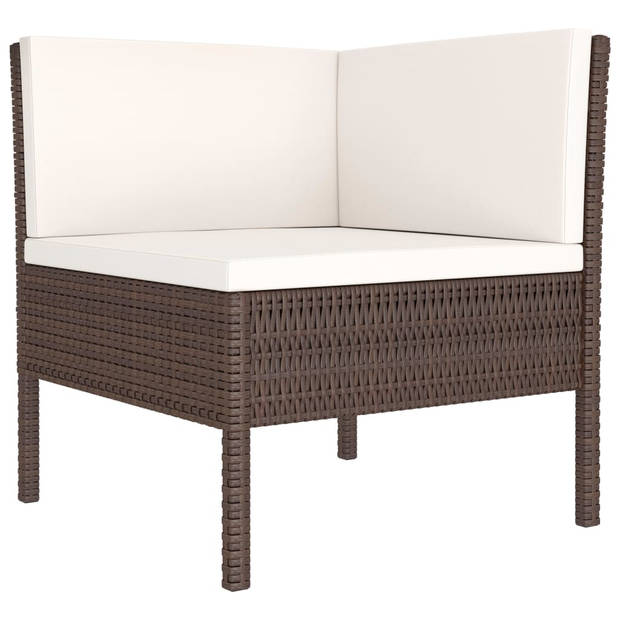 vidaXL 2-delige Loungeset met kussens poly rattan bruin