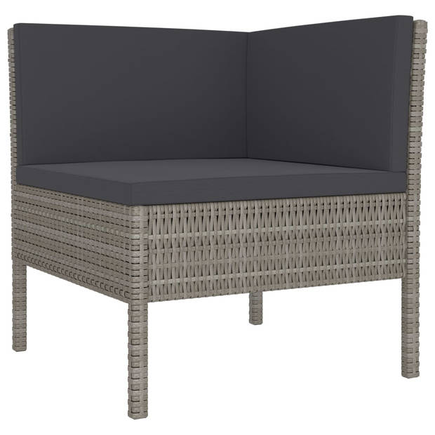 vidaXL 4-delige Loungeset met kussens poly rattan grijs