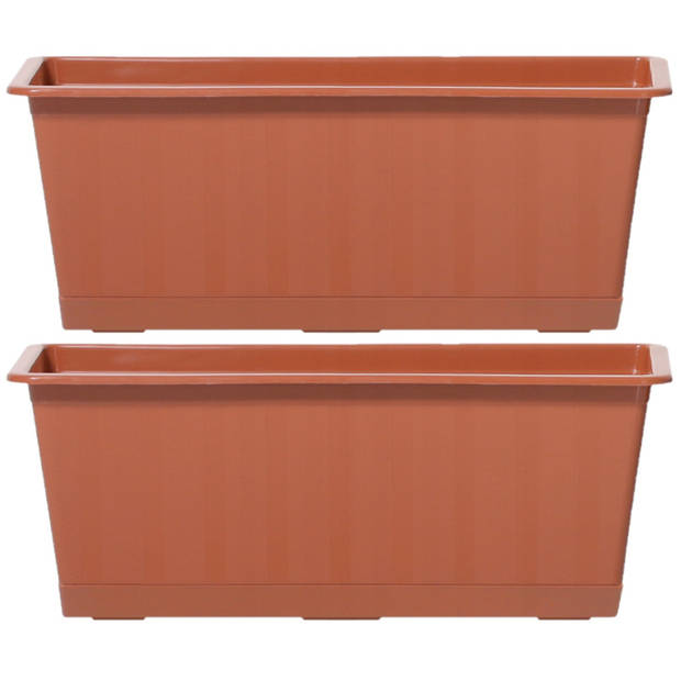 2x Terracotta kunststof Agro plantenbakken/bloembakken 40 cm - Plantenbakken