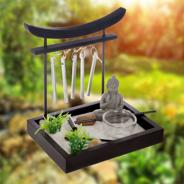 Decopatent® Zen Waxinehouder met Boeddha en Windgong - Relax plateau