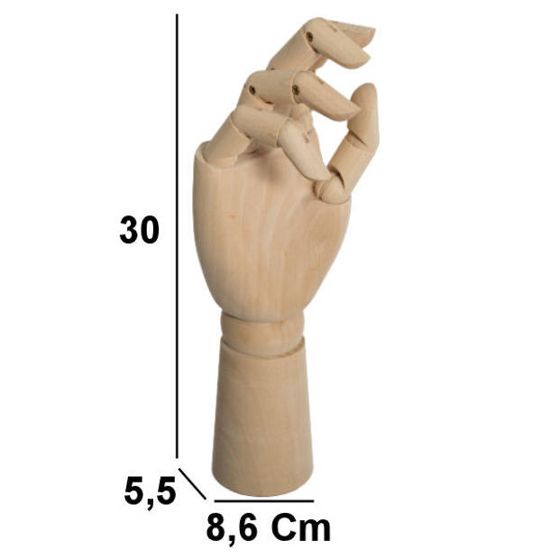 Decopatent® Tekenhand - Houten Hand model - Handen Tekenmodel -