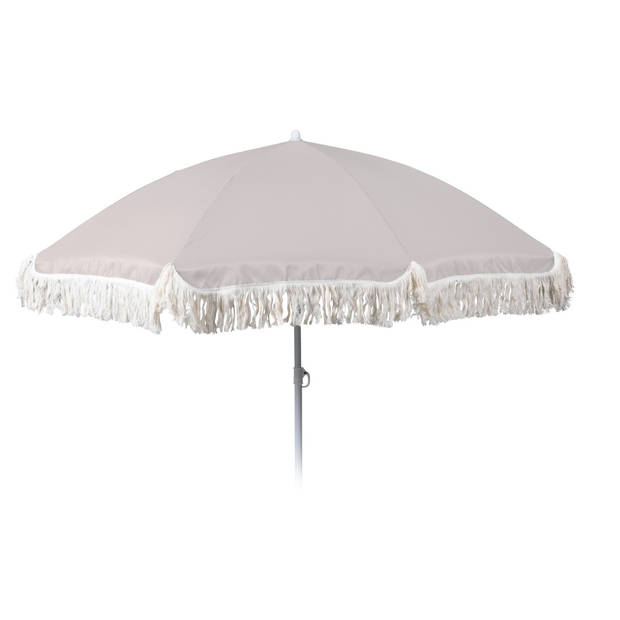 4goodz Strandparasol met kantfranje 180 cm - Grijs