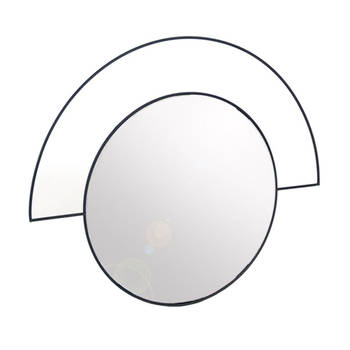 Orange85 Wandspiegel - Modern - Halve Boog - Zwart - 45x35 cm - Diameter - 25 cm - Kunststof
