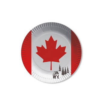 Papieren Canadese vlag thema party bordjes 24x stuks - Feestbordjes